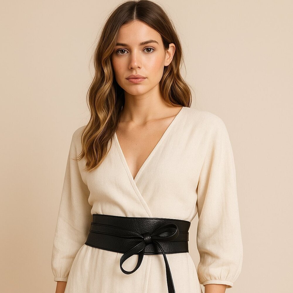 2/$30 NEW Boho Gypsy Wrap Around Waist Belt Black Pretty Obi - Picture 1 of 8